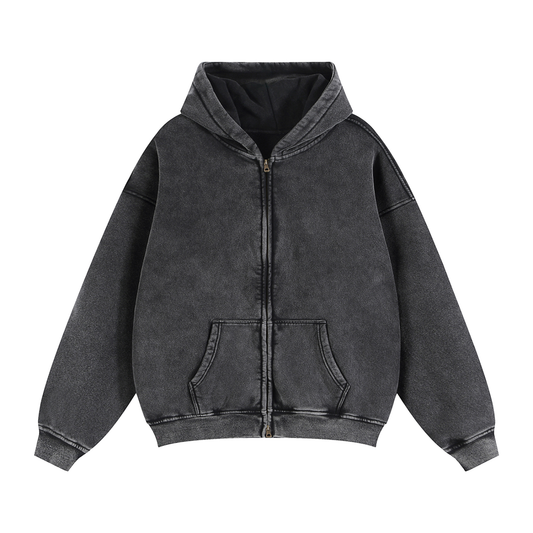 Zip-Through Boxy Fleece Hoodie
